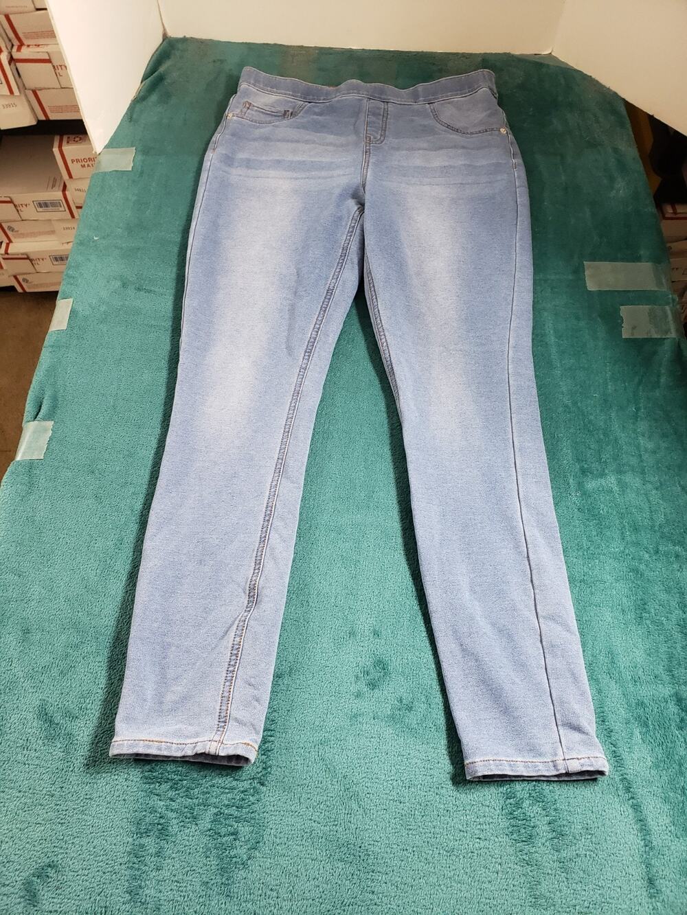 Justice Jeans Size 18 Girls Youth Blue Pants Stretch Pull On Mid Rise Legging
